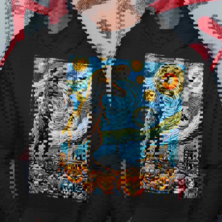 T Rex Dinosaur Starry Night Pumpkin Spooky Halloween Costume Hoodie Unique Gifts
