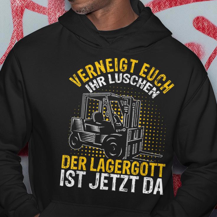 Veignt Euch Ihr Luschen Der Lagergott Ist Jetzt Da Stapler Kapuzenpullover Lustige Geschenke