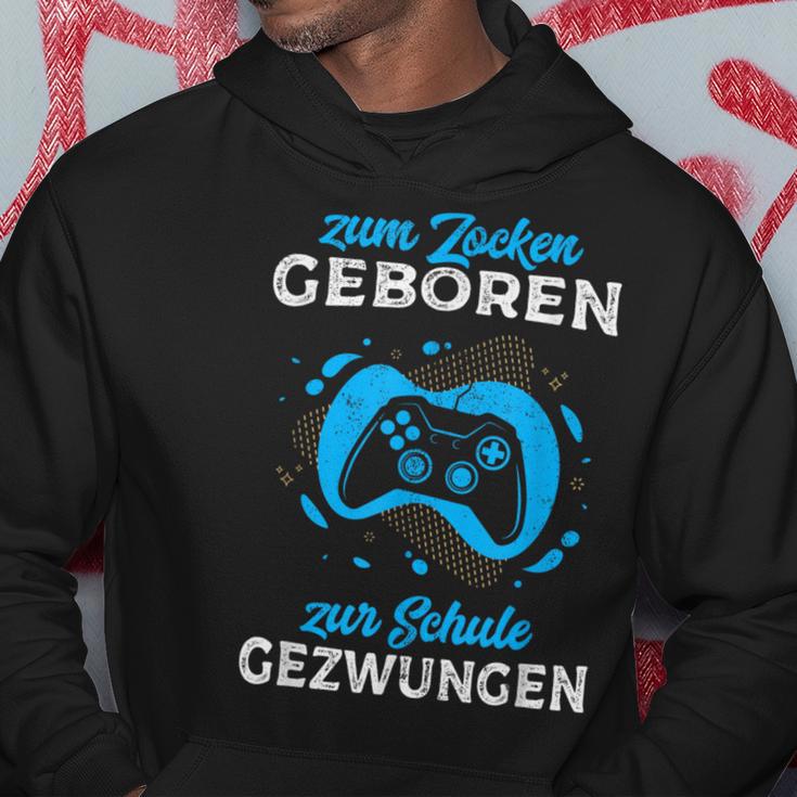 Zum Zocken Geboren Zur Schule Gezwungen Gamer Half Sleeve Kapuzenpullover Lustige Geschenke