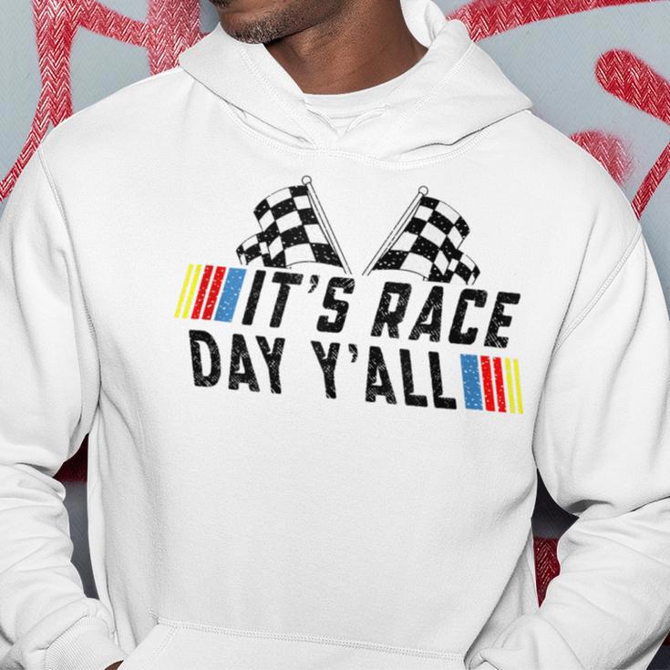 Its Rac Day Distressed It's Race Day Y'all Checkered Flag Racing Track Hoodie ...