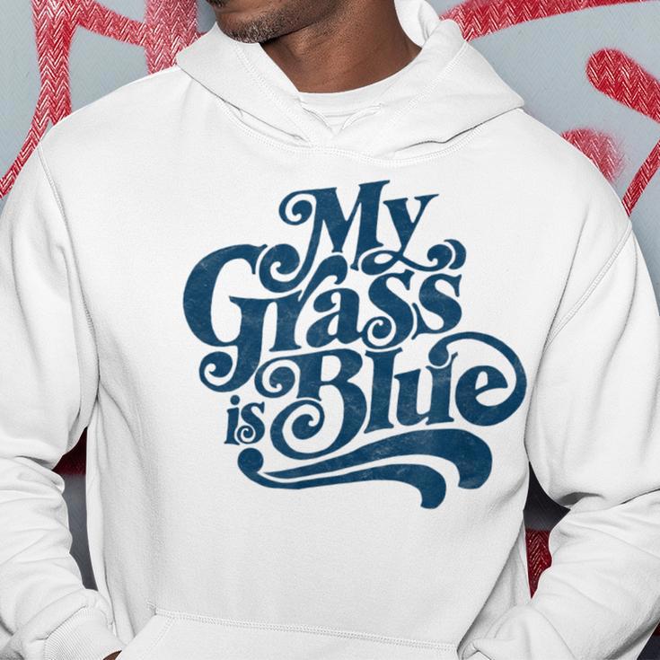 My Grass Is Blueintage Bluegrass Hand Lettering Retro Kapuzenpullover Lustige Geschenke