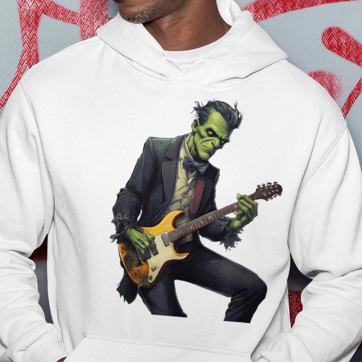 Halloween Cool Monster Playing Electric Guitar Hoodie Funny Gifts
