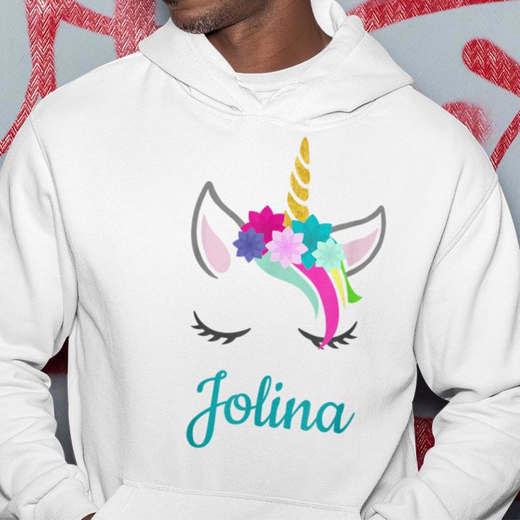 Jolina Name Geschenk Colourful Unicorn Jolina Kapuzenpullover Lustige Geschenke