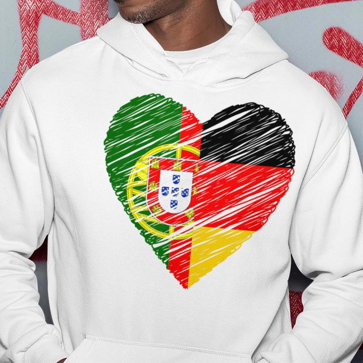 Portugal Germany Heart Germany Flag Portuguese Flag Heart Blue Kapuzenpullover Lustige Geschenke