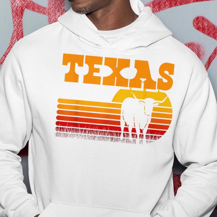 Texas Longhorn For Menintage Retro Sunset Texas Blue Kapuzenpullover Lustige Geschenke