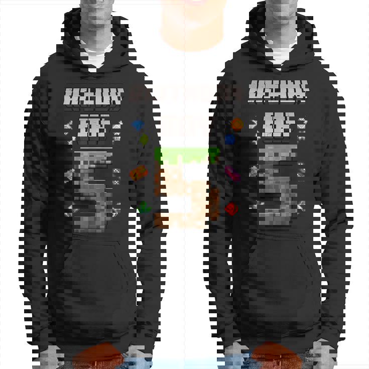 5Th Birthday 5 Years Old Video Gamer Pixel Birthday Boys Hoodie