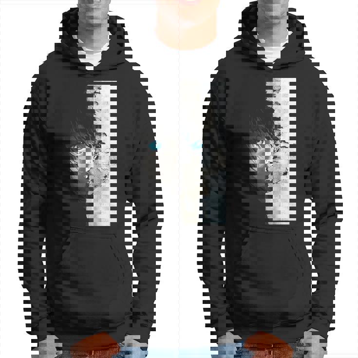 Anime Ojos Azules Chica Retrato Motivo Anime Sudadera