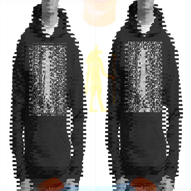 Anubis Camicia Antica Egiziana Geroglifici Dio Felpa con cappuccio