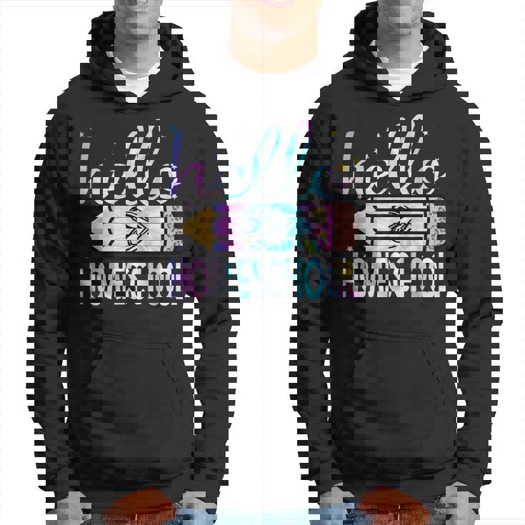 Back To School Hello Homeschool Leopard Tie Dye Pencil Hoodie