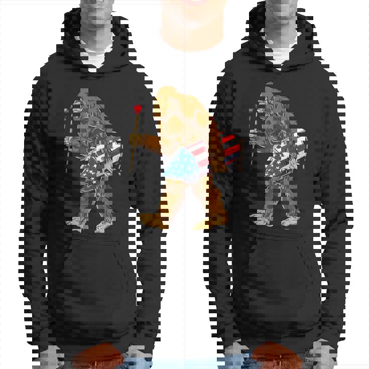 Bigfoot Fireworks 4Th Of July Sasquatch American Flag Us Hoodie