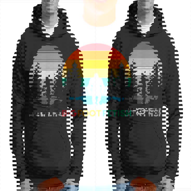 Bigfoot Grande Fetish Del Piede Retrò Anni '80Intage Tramonto Silhouette Felpa con cappuccio