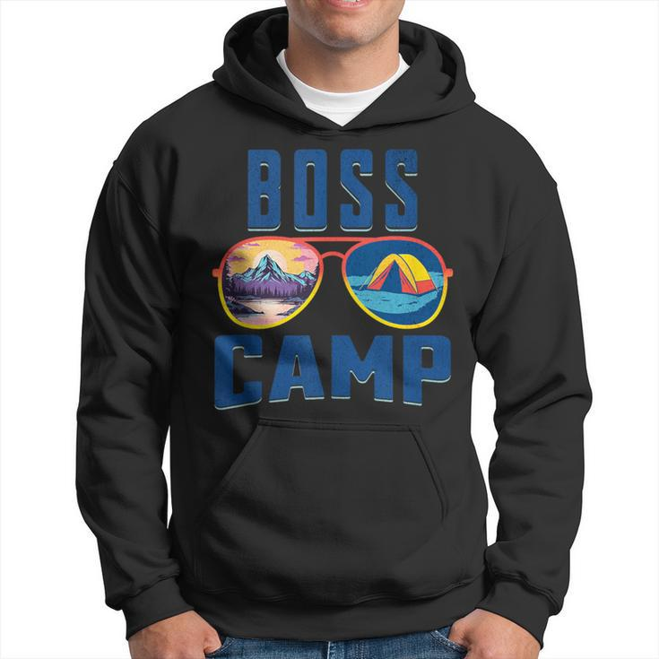Boss Friend Camp Vacation Retro Camping Summer Sunset Tent Hoodie