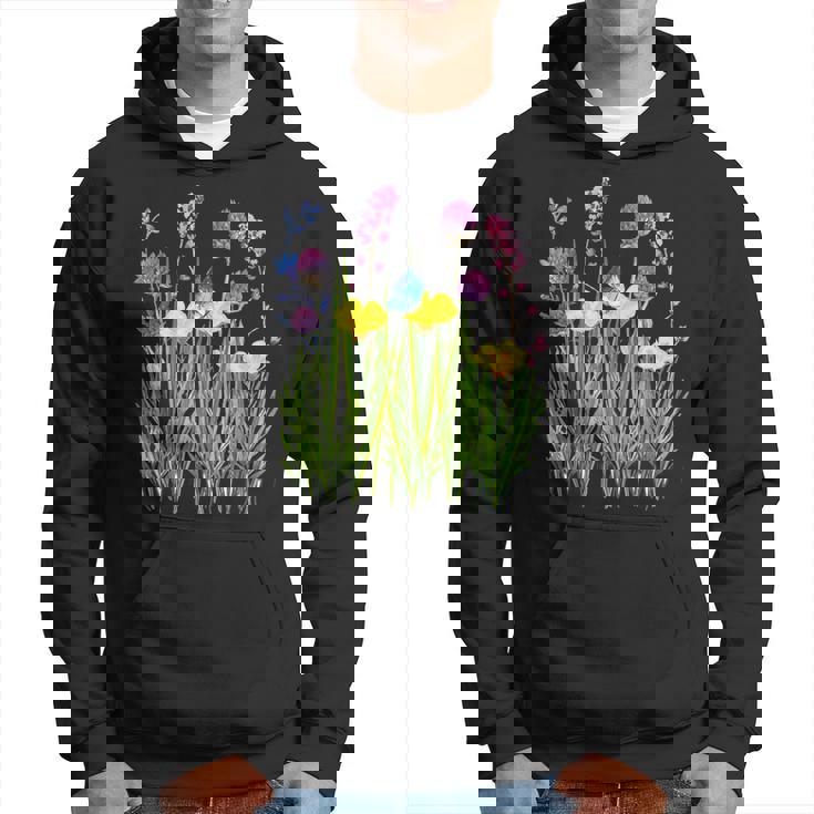 Botanical Field With Wild Flowers Butterfly Nature Lovers Hoodie