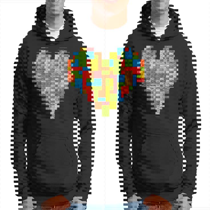 Brick Builder Heart Valentines Block Building Master Builder Hoodie