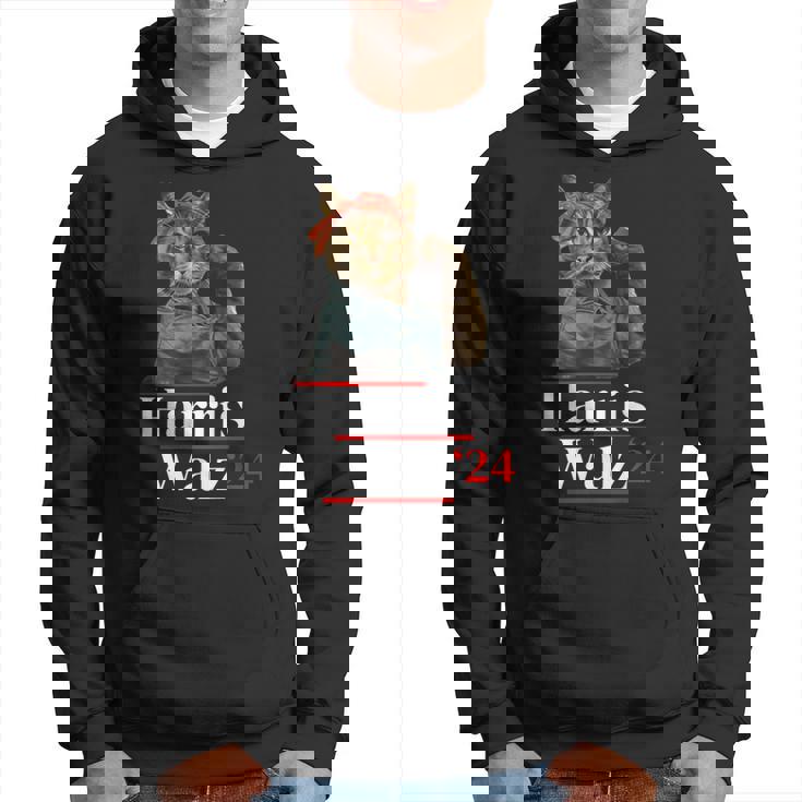 Cat Ladies For Kamala Walz Cat 2024 President Hoodie