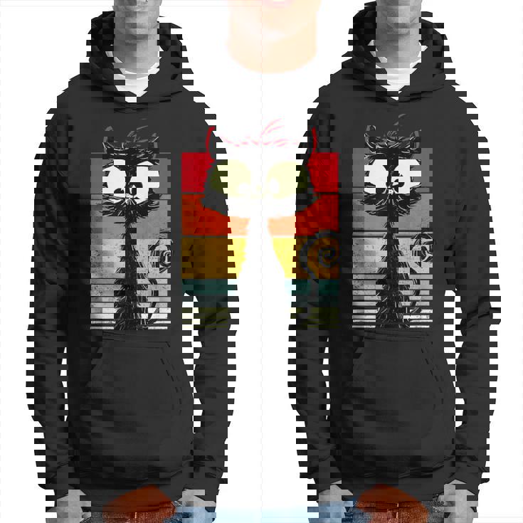 Chat Noir Mignon Chat Marrant Chat Rétro Sweat à capuche