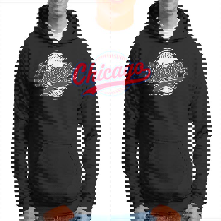Chicagointage Baseball Throwback Retrò Felpa con cappuccio