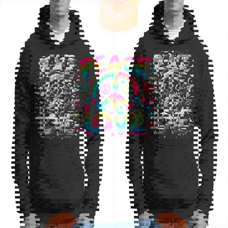 Colorato Hippie Tie-Dye Peace Sign Love & Unity Felpa con cappuccio