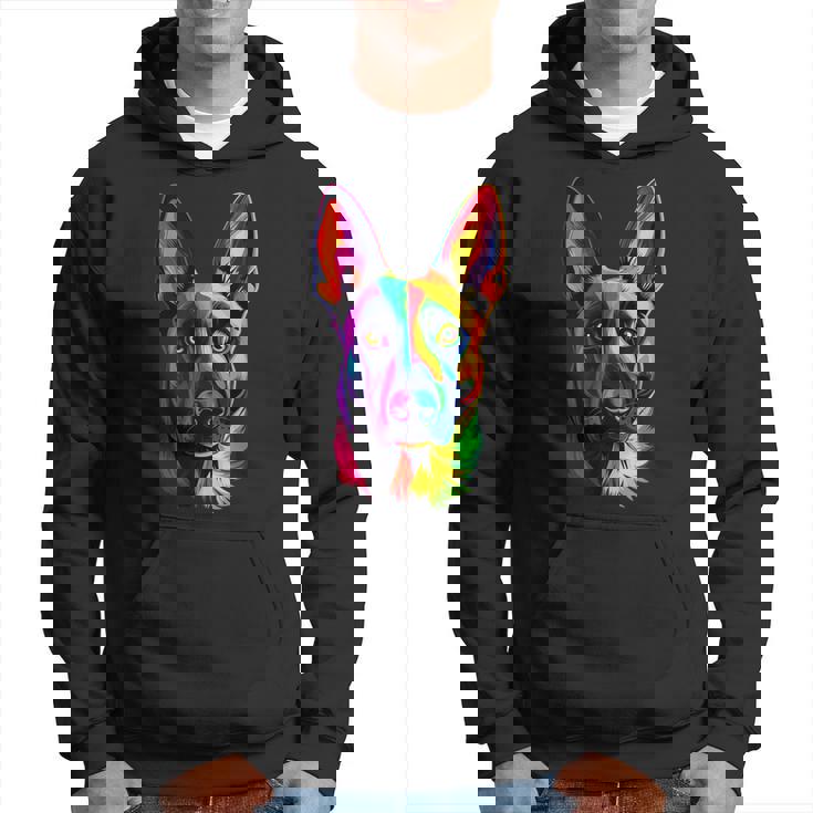 Colorful Belgian Malinois Lover Brave Dog Black Hoodie