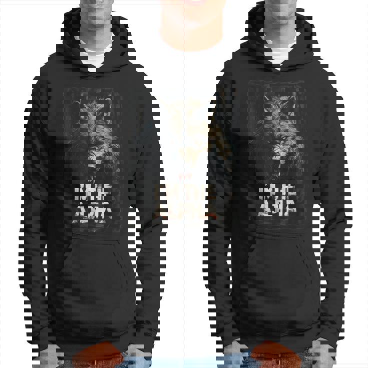 Cool Graphic I'm The Alpha Wolf Trendy Hoodie - Seseable