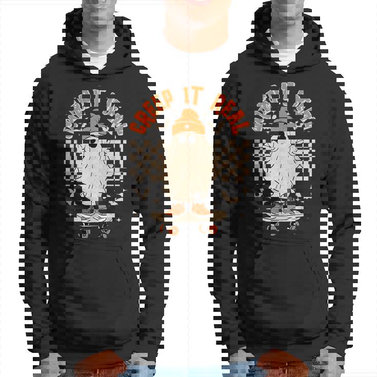 Creep It Real Ghost Skateboard Retro Halloween Skateboarding Hoodie