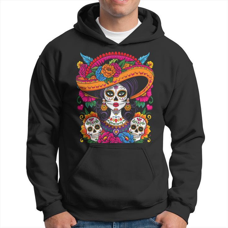 De Los Muertos La Catrina Sugar Skull Kapuzenpullover