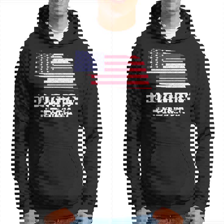 Distressed Patriotic Usa Flag Doughboy Nebraska Hoodie