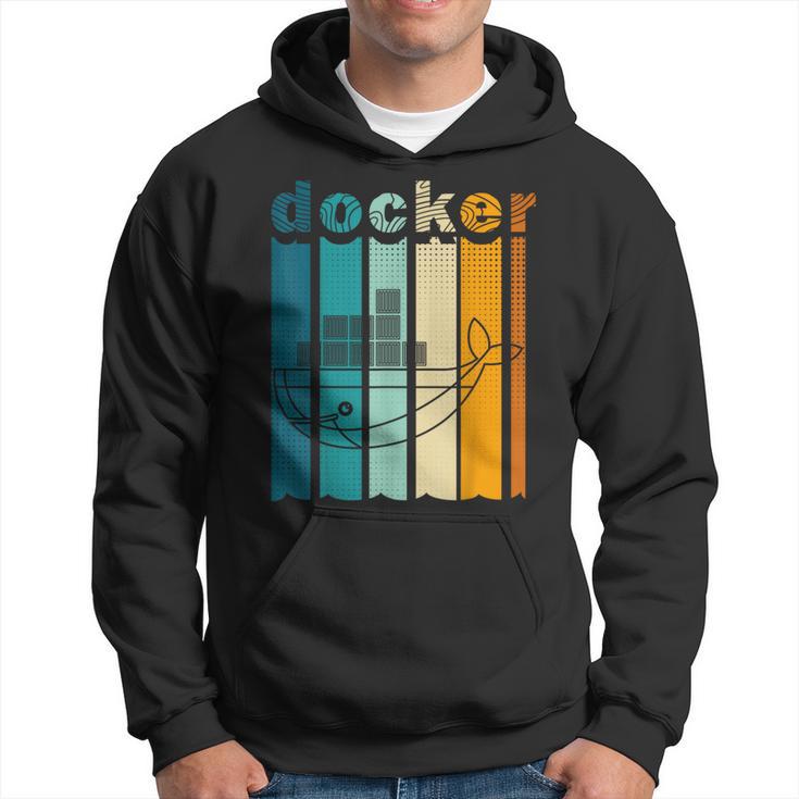 Docker Linux Devops Programming Coding Retro Computer Scientist Kapuzenpullover