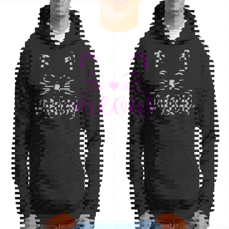 Donna Meow Cute Cat Face Frase Divertente Per I Fan Dei Gatti Con Collo A Felpa con cappuccio