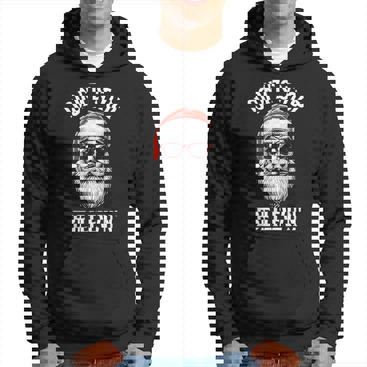 Don't Stop Believing Santa Claus Christmas Boys Hoodie
