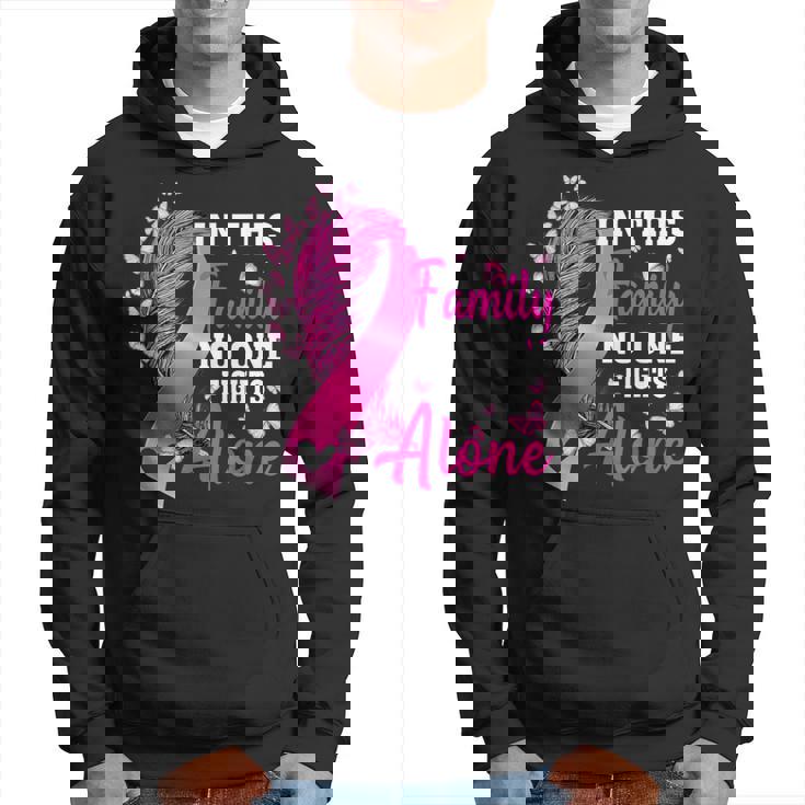 In This Family No One Fight Alone Breast Cancer Awareness Hoodie