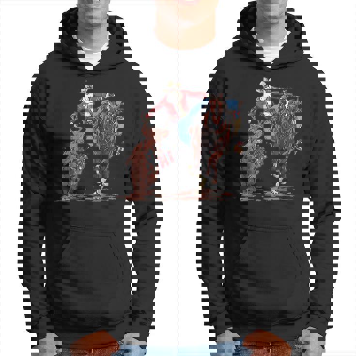 Cowboy Santa Bulldogging Christmas Western Cowboy Xmas Hoodie