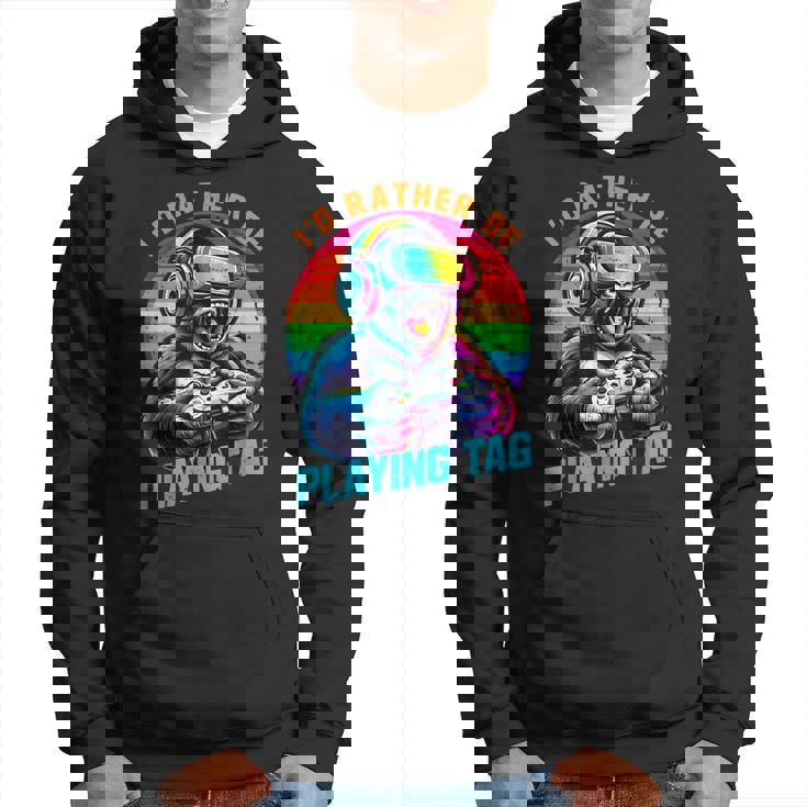 Gorilla Playing Video Vr Games Boys Gamer Gaming Hoodie