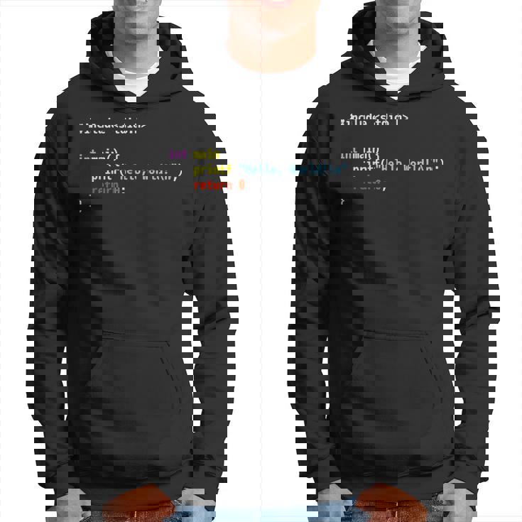 Hello World C Code Progettazione Del Programmatore Di Schemi Di Sintassi Scura Felpa con cappuccio