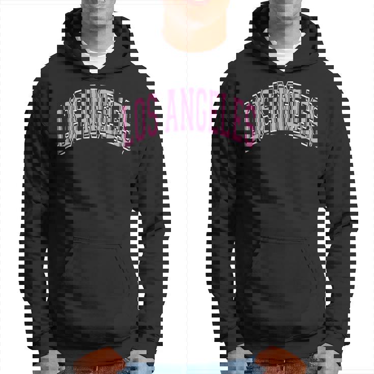 Los Angeles Arched Pink Text Felpa con cappuccio