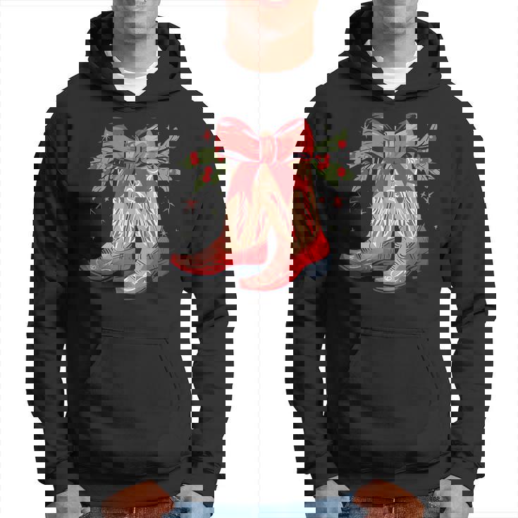 Merry And Bright Cowgirl Boot Christmas Western Cowboy Hoodie