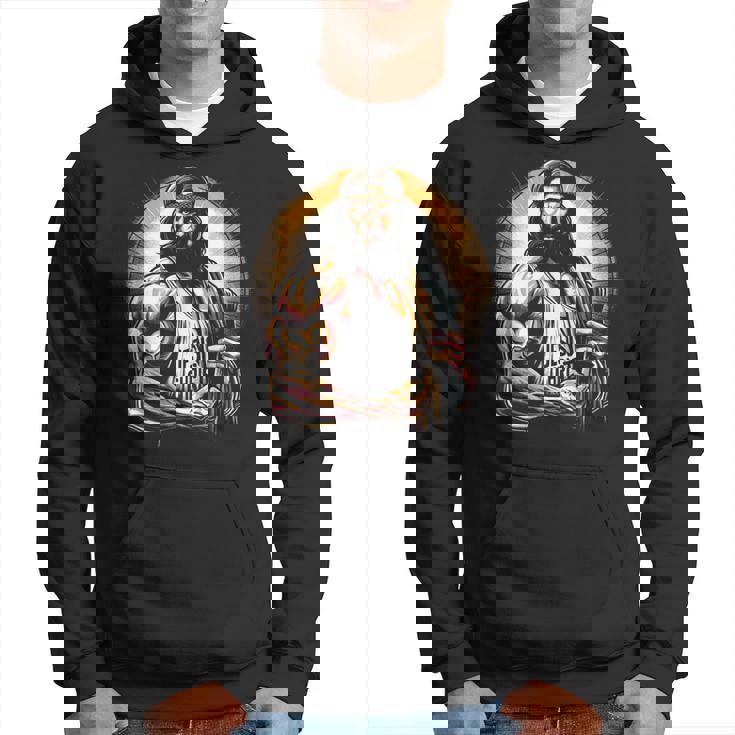 Muscular Jesucristo Divertido Levantamiento De Pesas Jesús Gimnasio Deportes Sudadera