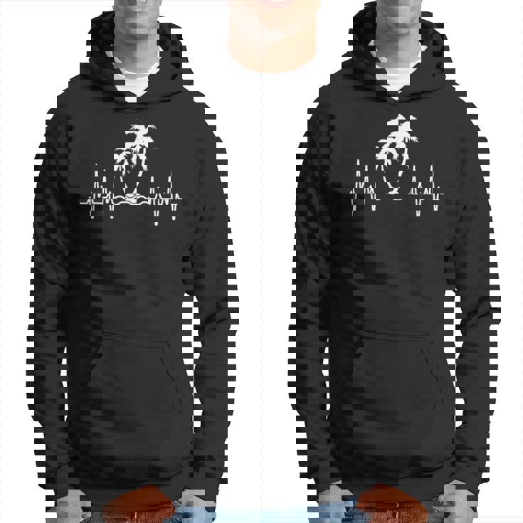 Palm Tree Heartbeat Tropical Summer Beach Vacay Hoodie
