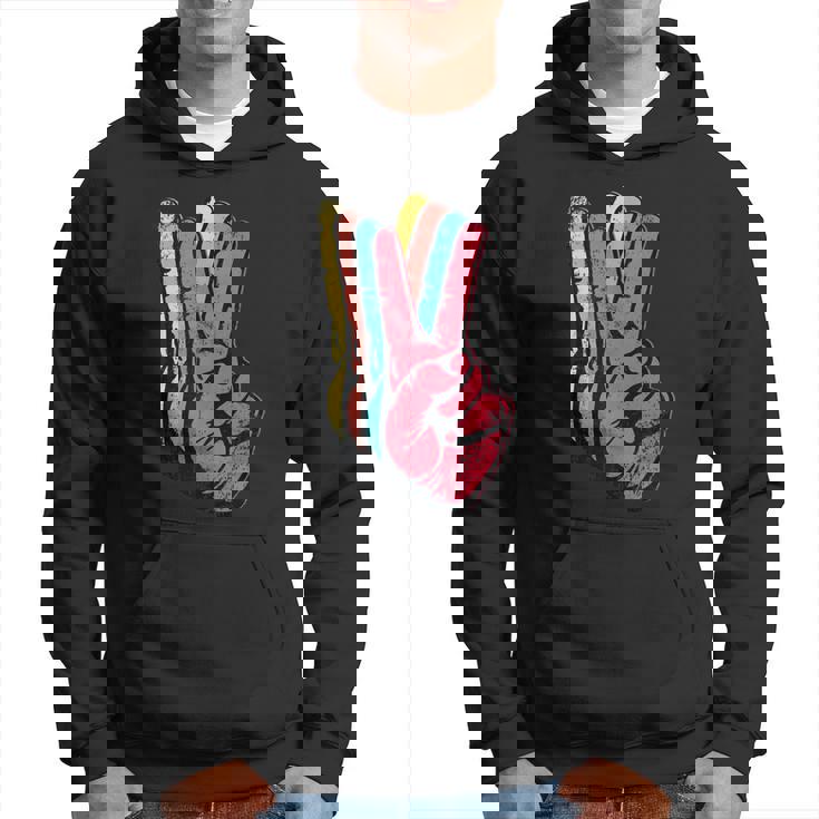 Peace Hand Sign Retro Vintage 70S 80S 90S Pop Culture Hoodie