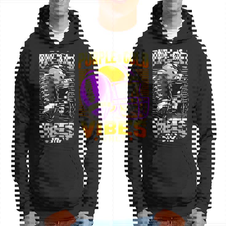 Purple & Gold Vibes Only Retro Football School Football Team Hoodie