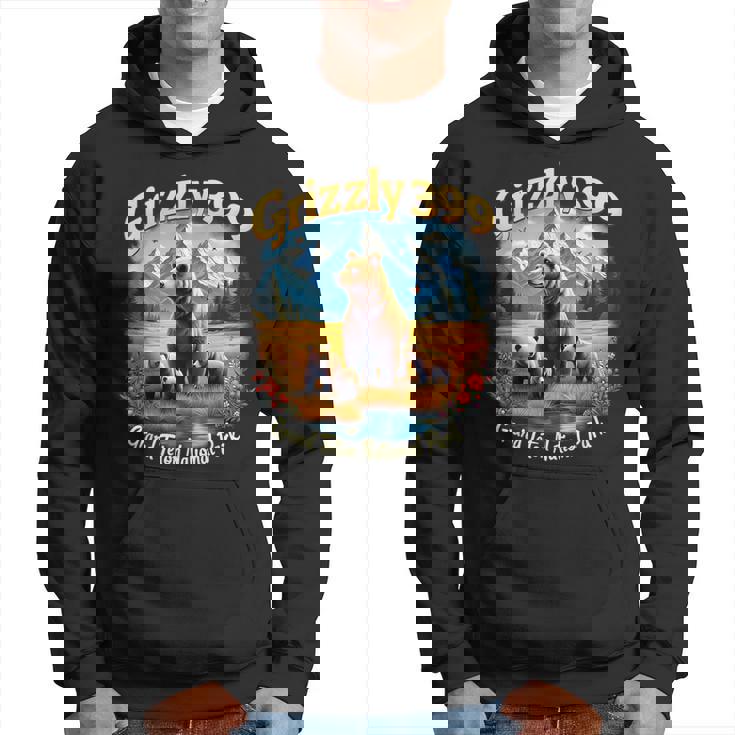 Retro Bear Grizzly 399 Wild & Free Grand Teton National Park Hoodie