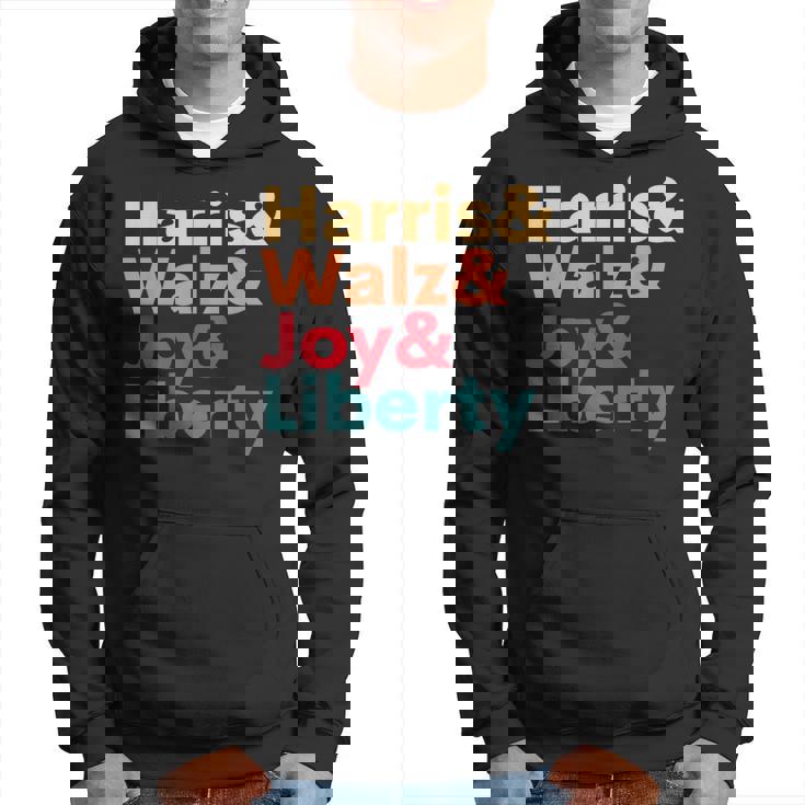 Retro Harris Walz Waltz 2024 Harris Walz Joy Liberty Hoodie