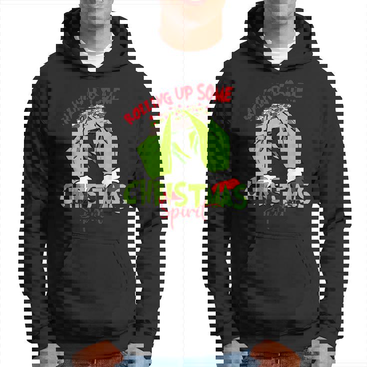Rolling Up Some Christmas Spirit Xmas Santa Pajamas Holiday Hoodie
