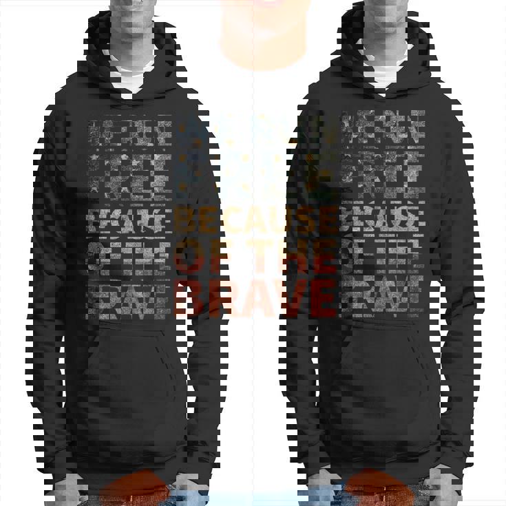 We Run Free Because Of The Brave Usa American Flag Running Hoodie