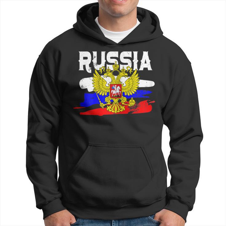 Russland Russia Russische Flagge Mit Adler Wappen Kapuzenpullover