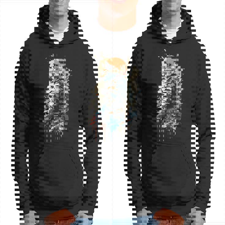 Samurai Gato Japonés Uniforme Pintura Retrato Gato Samurai Sudadera