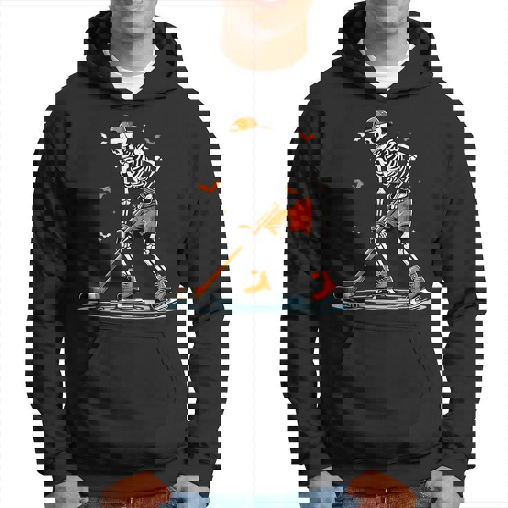 Skeleton Ice Hockey Halloween Boys Halloween Hockey Long Sleeve T