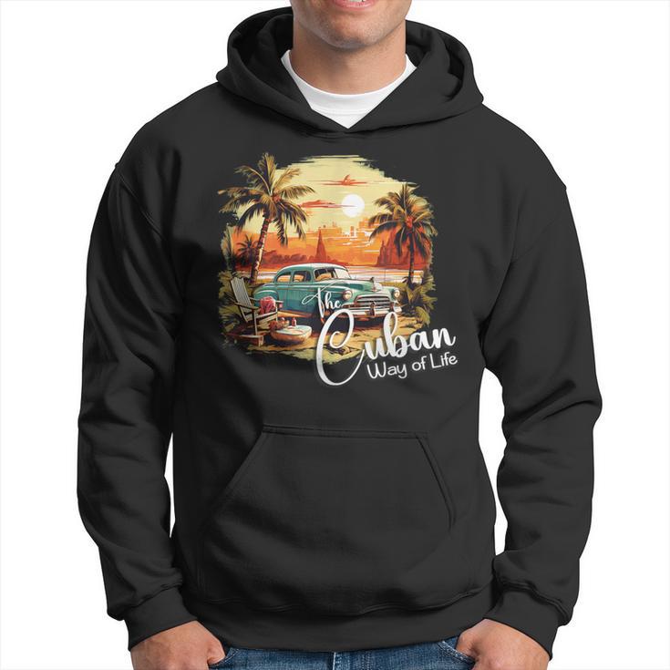 Sunset Cuba Oldtimer Palm Trees Retrointage Summer Kapuzenpullover