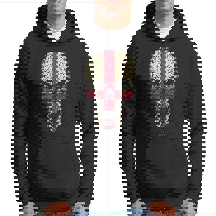Teschio Bandiera Inghilterra Cranio Skull Maglia A Manica Felpa con cappuccio