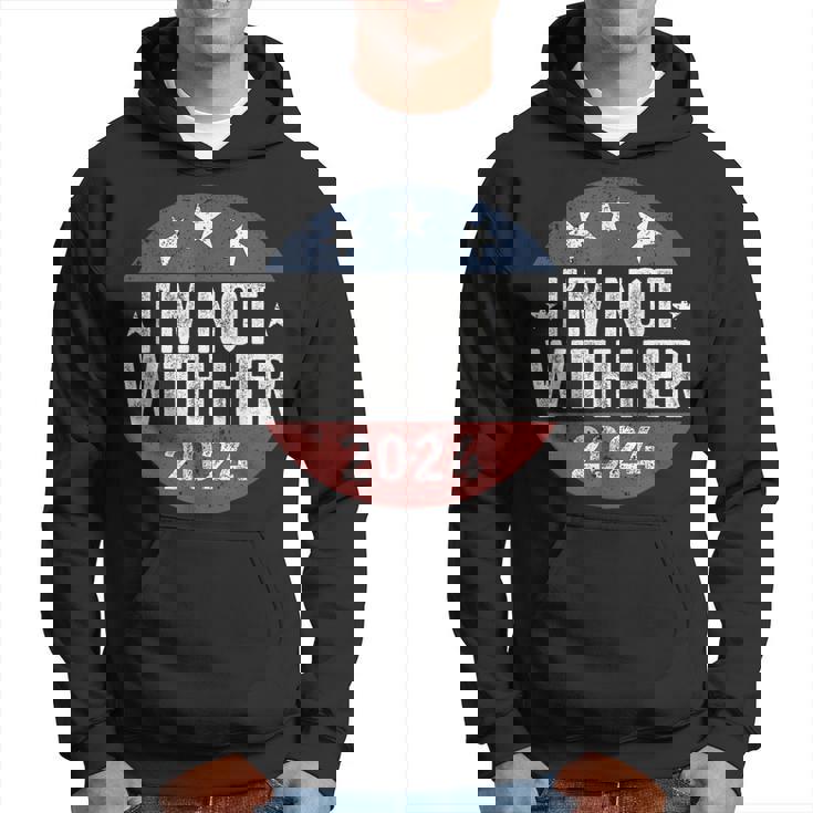 Vintage I'm Not With Her 2024 American Us Flag Colors Hoodie